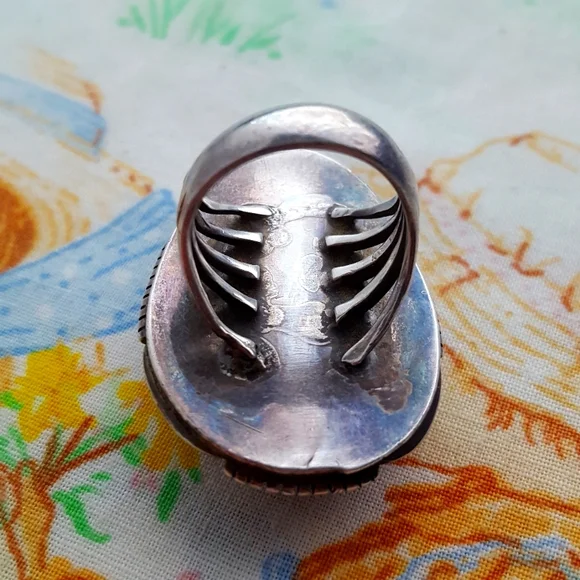 🌙HUGE Sterling Turquoise Ring - Picture 5 of 16